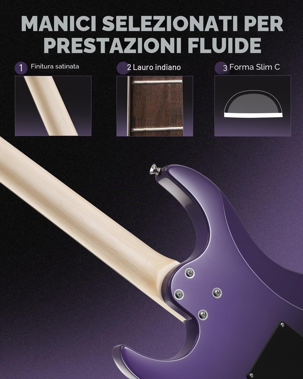 Donner DMT-66 39 Inch Guitarra Eléctrica de Tamaño Completo para Principiantes, Kit de Guitarra Eléctrica con Funda Nero Violaceo