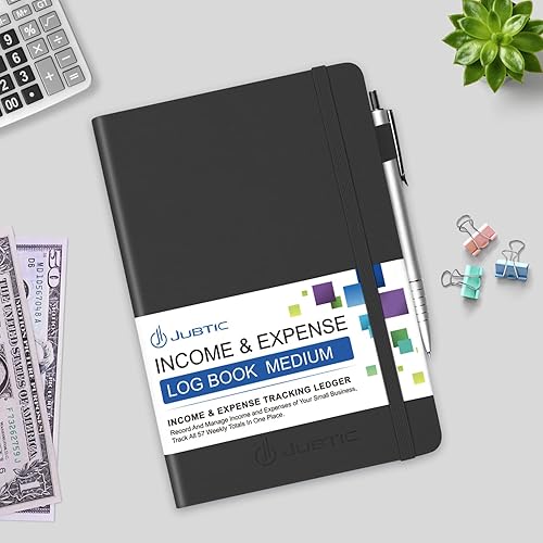 Miniatura 6 de JUBTIC Cuaderno de seguimiento de ingresos y gastos de tapa dura, libro de registro de ingresos y gastos, libro de contabilidad con registro de