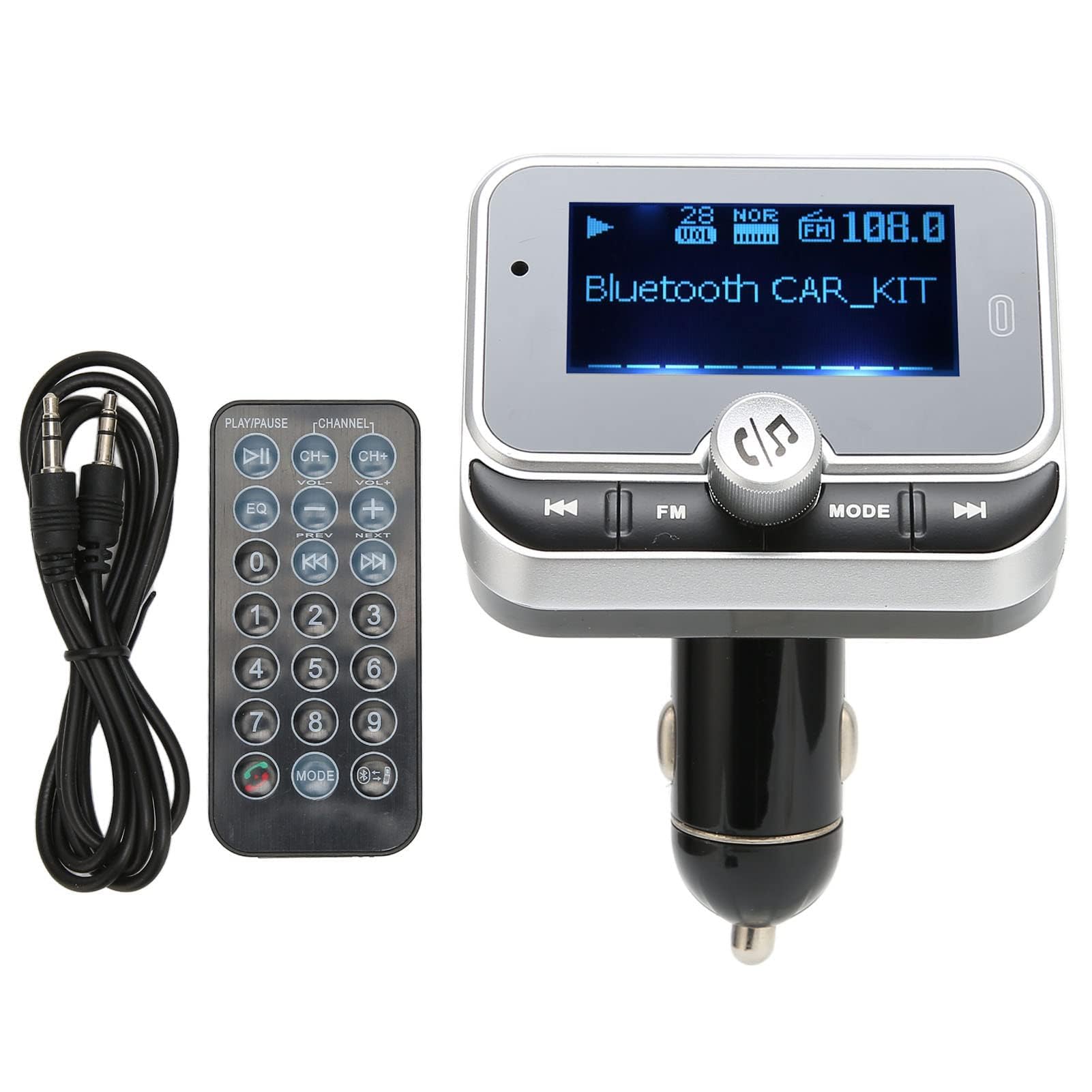 Trasmettitore FM Bluetooth per Auto, Adattatore Bluetooth Wireless Kit Trasmettitore Musicale per Auto con Caricatore per Auto 2 USB Vivavoce, Modalità di Riproduzione Multiple per Tutti i Lettori Aud