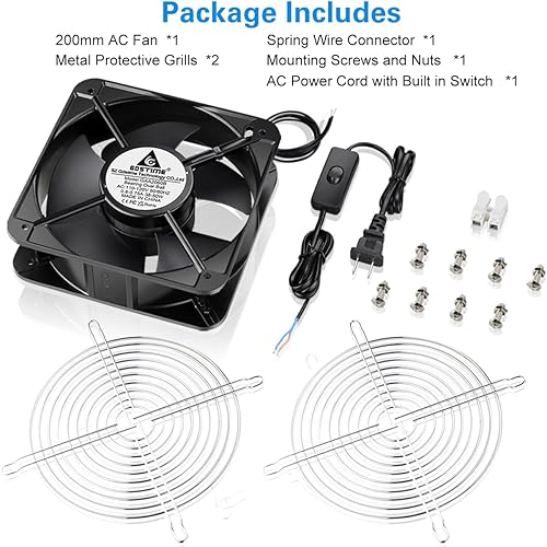 Vista 34 de GDSTIME Ventilador AXIAL 12038, 110 V 120 V CA 4.724 in x 1.496 in, doble rodamiento de bolas, alto CFM con cable de alimentación Swtich