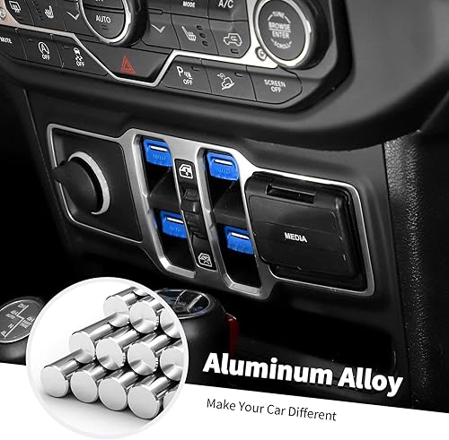 Miniatura 3 de Jimen Cubierta de botón de ventana para JLJT, paquete de 4 cubiertas para interruptor de ventana, accesorios interiores compatibles con Jeep