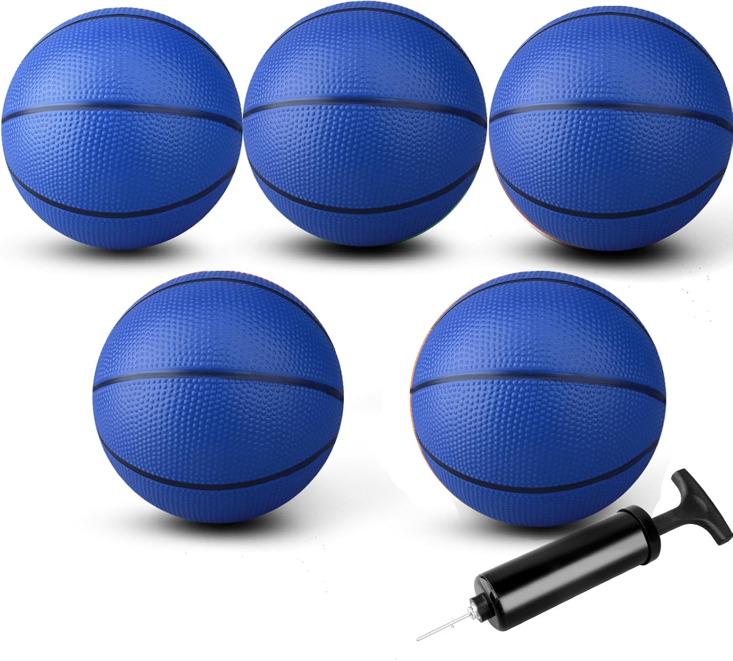 Anzmtosn Mini Basketball Toys for Over Door Indoor Hoops - 7 Inch Pool Basketballs with Pump, Beach Balls, Water Toys for Inflatables Hoops, Playground, Outdoor, Party, Lawn, Yard Arcade Game 5 Pack