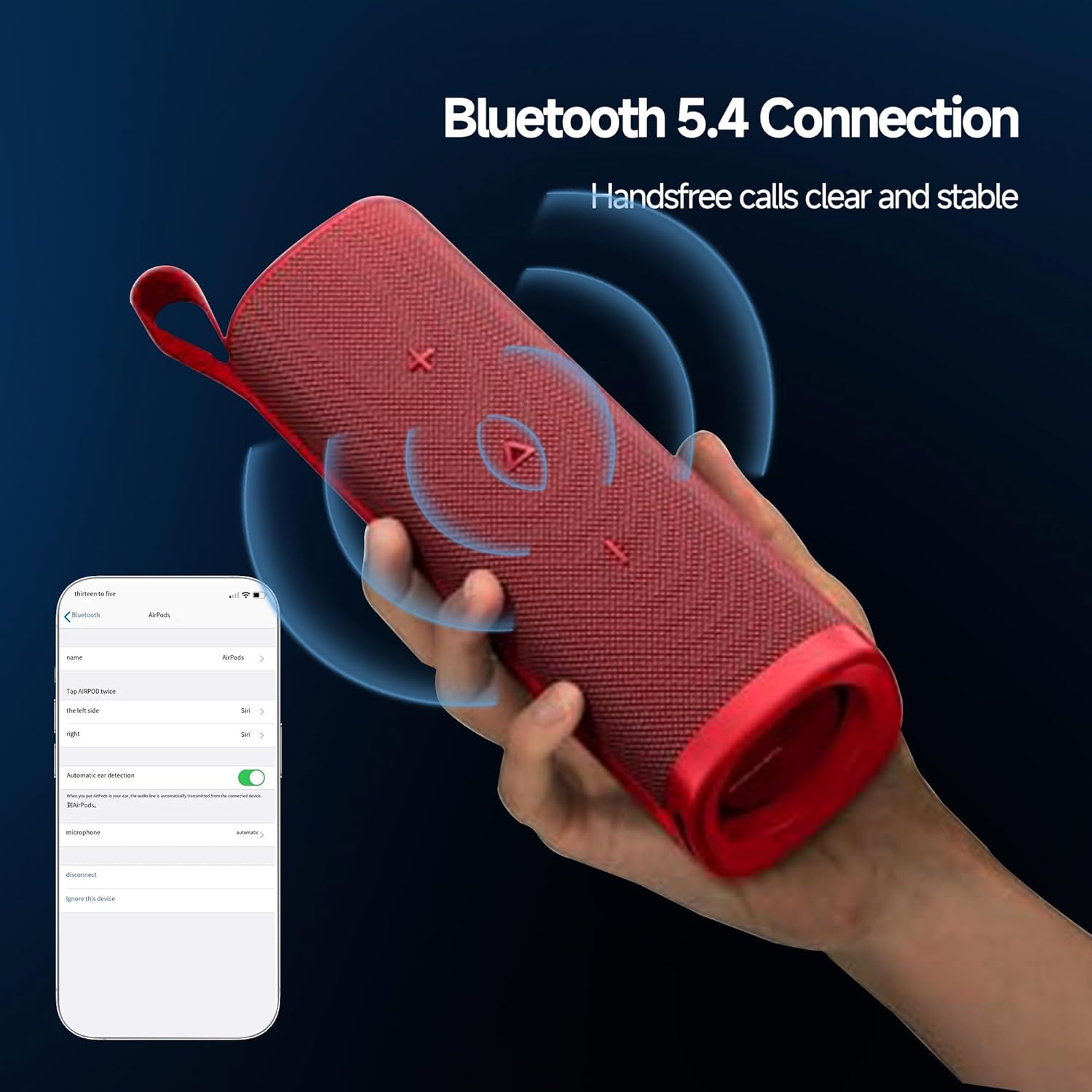 XIAOMI Portable Bluetooth Speaker Bluetooth 5.4, IP67 Wireless Speaker Waterproof with 12 Hours Playback Time, Supports TWS Connection (Red)