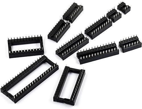 Miniatura 5 de 204pcs 11 Tipos DIP IC Socket Kit 0.100 in 0.1" Paso 6 8 14 16 18 20 24 24 Ancho 28 28 Ancho 40 Pin DIP IC Socket Soldadura Tipo Adaptor Kits Surtido