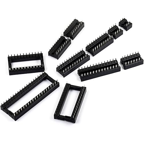 Miniatura 5 de 204pcs 11 Tipos DIP IC Socket Kit 0.100 in 0.1" Paso 6 8 14 16 18 20 24 24 Ancho 28 28 Ancho 40 Pin DIP IC Socket Soldadura Tipo Adaptor Kits Surtido