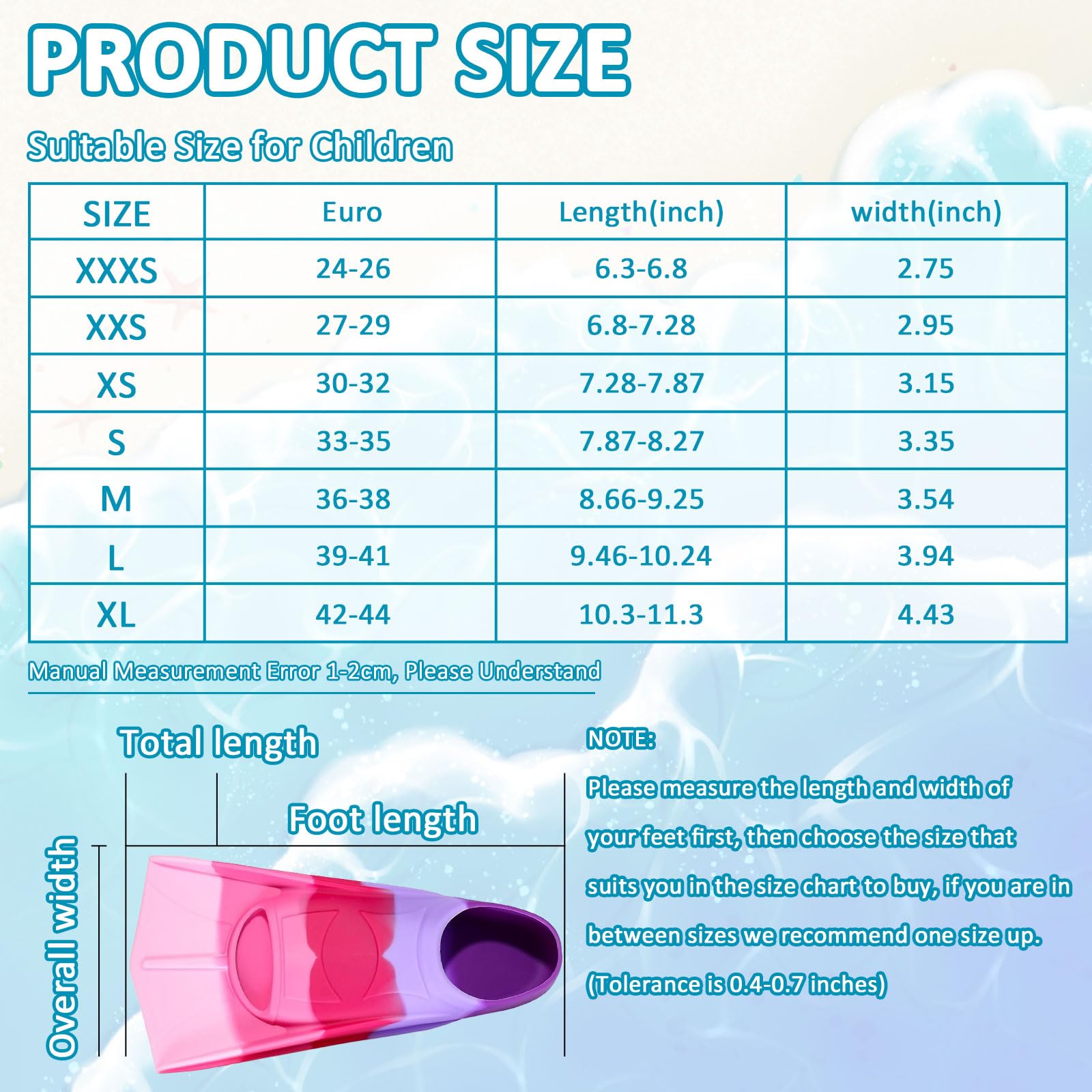 Pinne da nuoto in silicone, 100% silicone, pinne corte per allenamento, comode pinne in silicone, per bambini e adulti