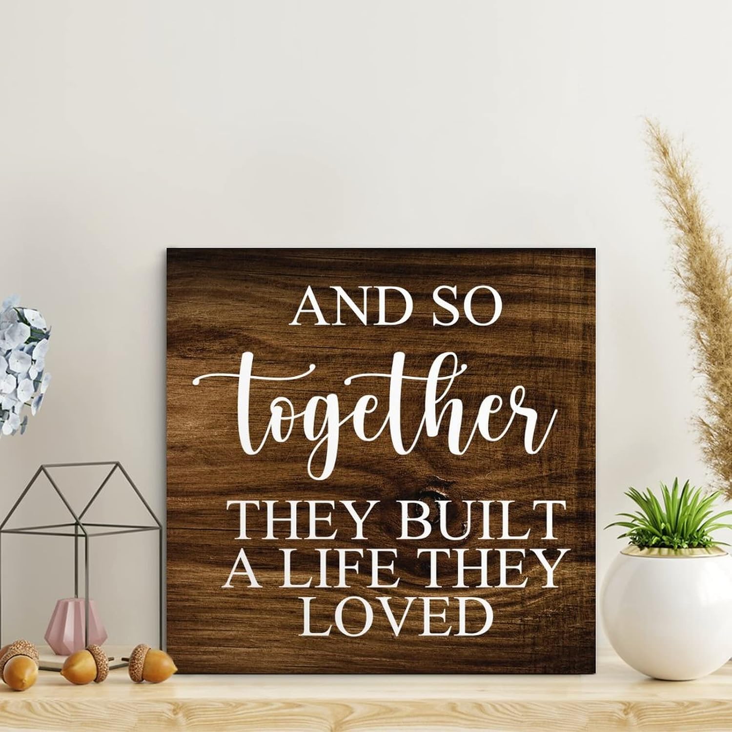 LITTLEGROVE SEEDS Vintage Boho Wooden Pallet Sign I Made A Wish And You Came True Wall Sign with Quotes 12x12in Farmhouse Wall Decor Wall Art Wall Hanger for Home Bedroom Kitchen Living Room