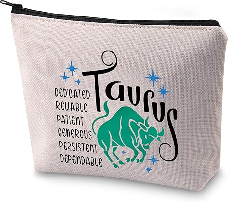BLUPARK Zodiac Sign Cosmetic Bag Horoscope Makeup Bag 12 Constellation Birthday Gift for Astrology Lover (Taurus)