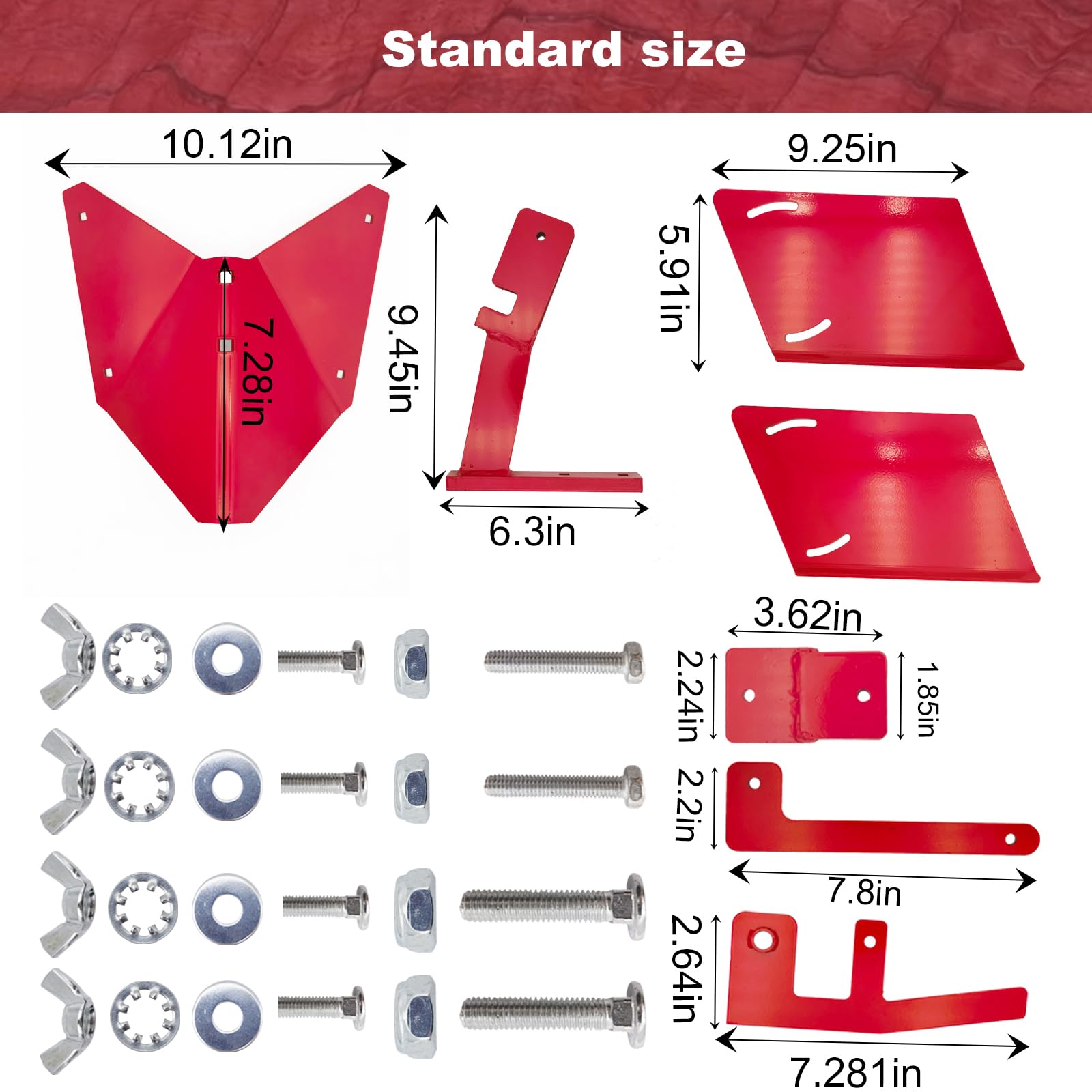 15683 Hiller-Furrower Kit para Tillers de dientes traseros, compatible con rotrottillers de dientes traseros de terremoto, ala ajustable, tres tipos de conexión, fácil de instalar, rojo.