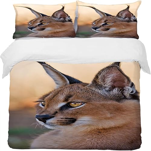 Miniatura 2 de Light Khaki Big Floppa Duvet Cover Full Animal Print Bedding Sets Full Soft Lightweight Microfiber Comforter Cover and 2 Pillow Shams 20"X26", Bed