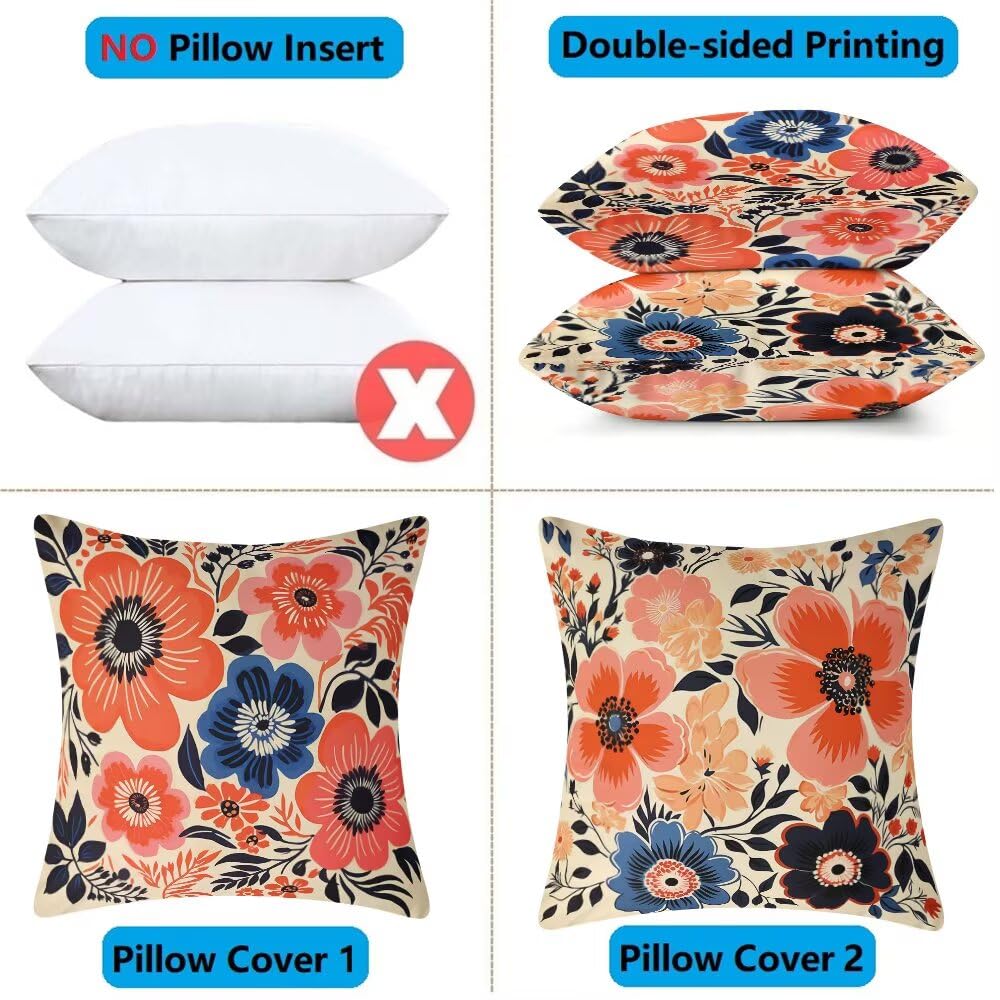 Federe Cuscini Divano 60x60 cm Federe Morbido Copricuscini Primavera in Velluto, 2 Pezzi Copri Cuscini per Divano Moderno Quadrati Decorativi Federa Cuscino Fiori per Camera da Letto Soggiorno (IU53)
