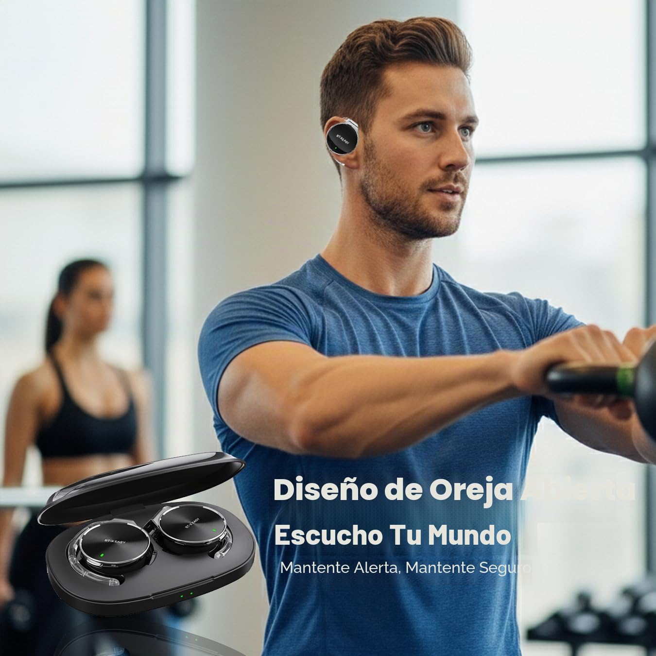 Auriculares in-ear Bluetooth 5.4, cancelación de ruido, clip en forma de gota de agua, Bluetooth con 4 micrófonos, ganchos para orejas cómodos