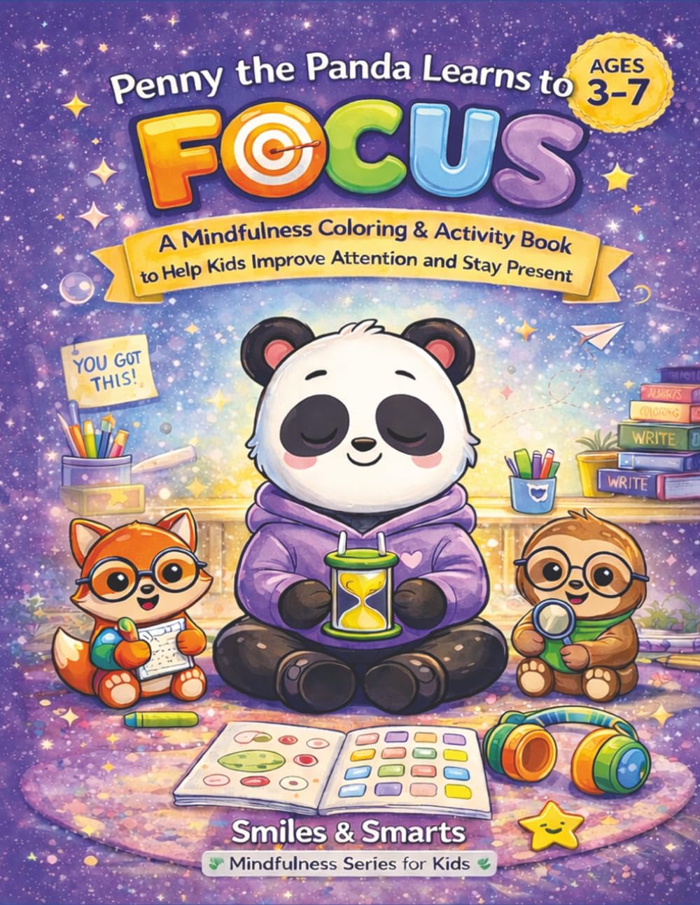 Penny the Panda Learns to Focus: A Calming Coloring and Activity Book to Help Kids Improve Attention and Stay Present (Smiles & Smarts Mindfulness Series for Kids)