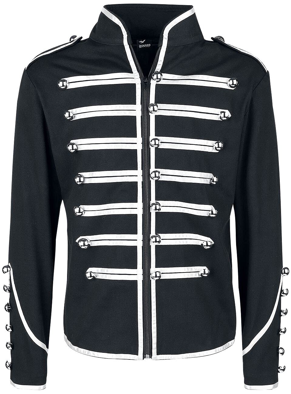 Military Drummer Männer Uniformjacke schwarz/silberfarben