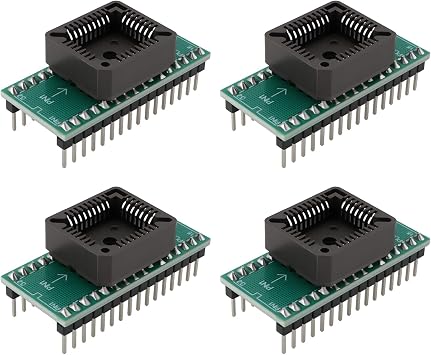 OTOTEC 4Pcs PLCC32 to DIP32 Programmer IC Adapter Socket Compatible with Willem Compatible with Xeltek for TL866 II Plus