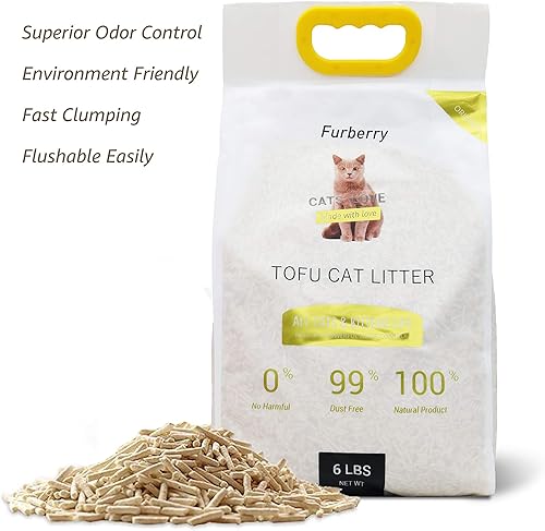 Miniatura 2 de Arena para gatos Furberry Clumping para gatos de tofu natural, sin perfume, paquete de 2, 12 lb.