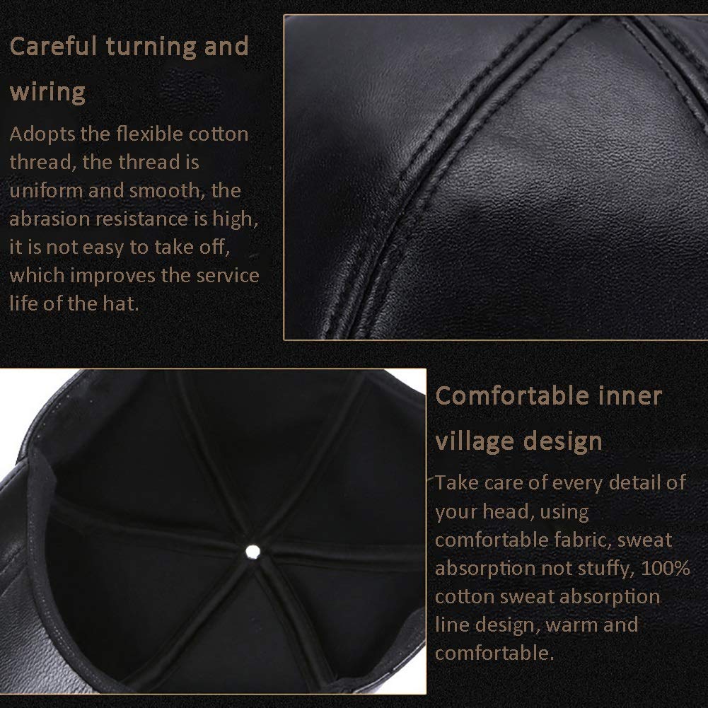 Generico Cappelli Invernali, Berretto da Baseball in Vera Pelle per Anziani, Cappello Hip Hop in Montone, Taglia Regolabile, Inverno 55-60 cm (Marrone A) (Marrone A)