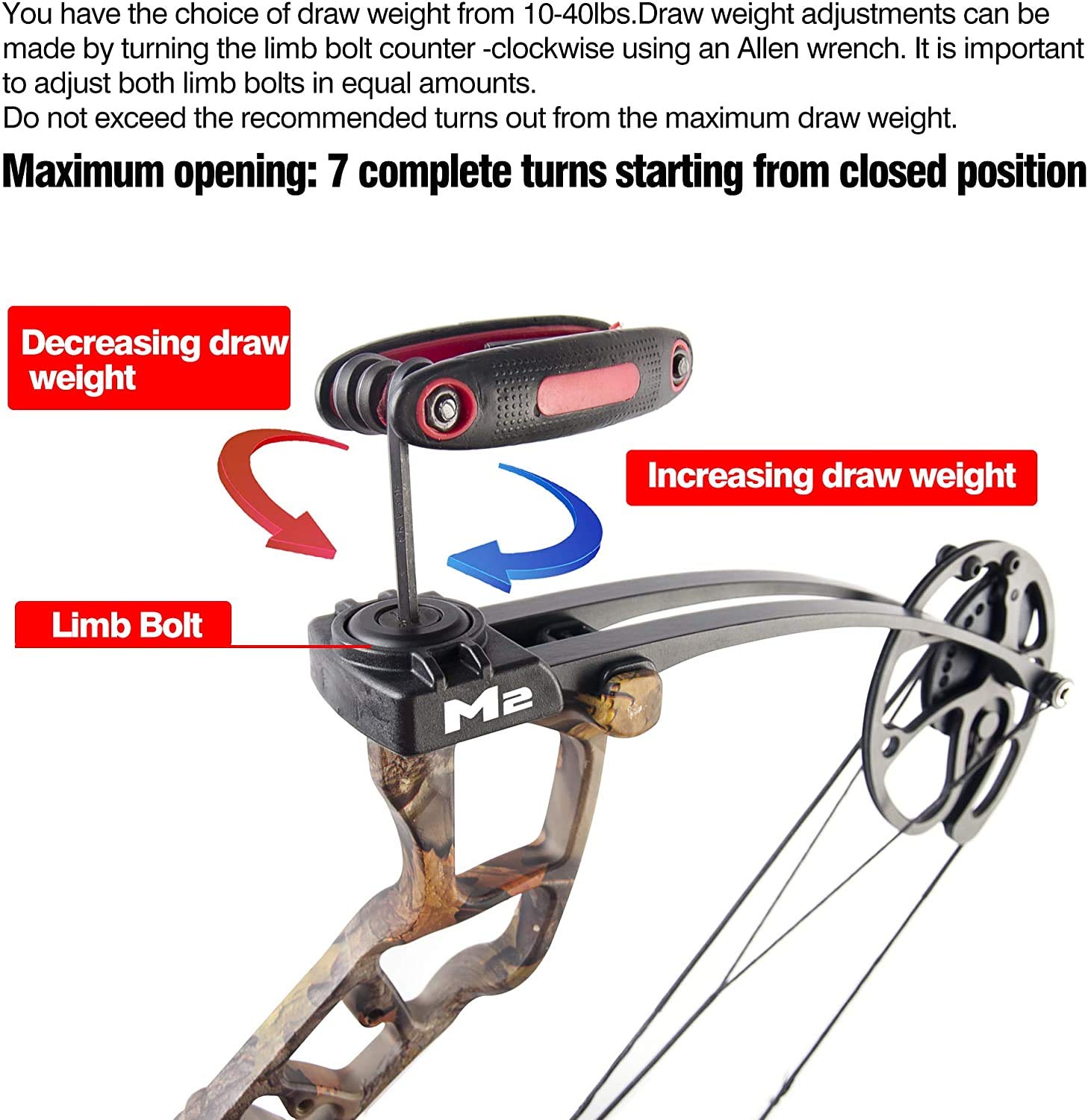 Arc Composé SHARROW M106 40-60 Lbs - Kit Chasse Réglable Droitier/gaucher