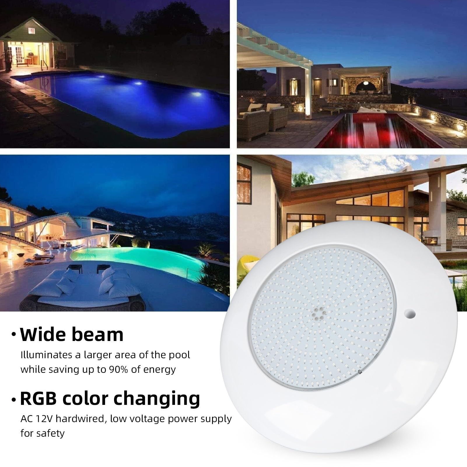 Greensen RGB Poolleuchte, 12V 18W, IP68 Wasserfest, mit Fernbedienung, Unterwasserbeleuchtung für Schwimmbad, Teich, Aquarium