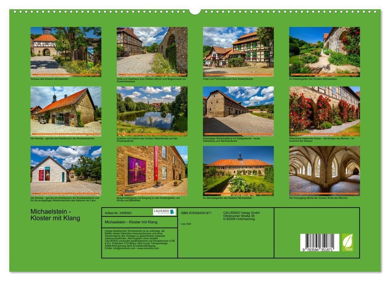 Michaelstein - Kloster mit Klang (hochwertiger Premium Wandkalender 2027 DIN A2 quer), Kunstdruck in Hochglanz: Architektur, Fischzucht, Gärten und ... Michaelstein fasziniert (CALVENDO Orte)