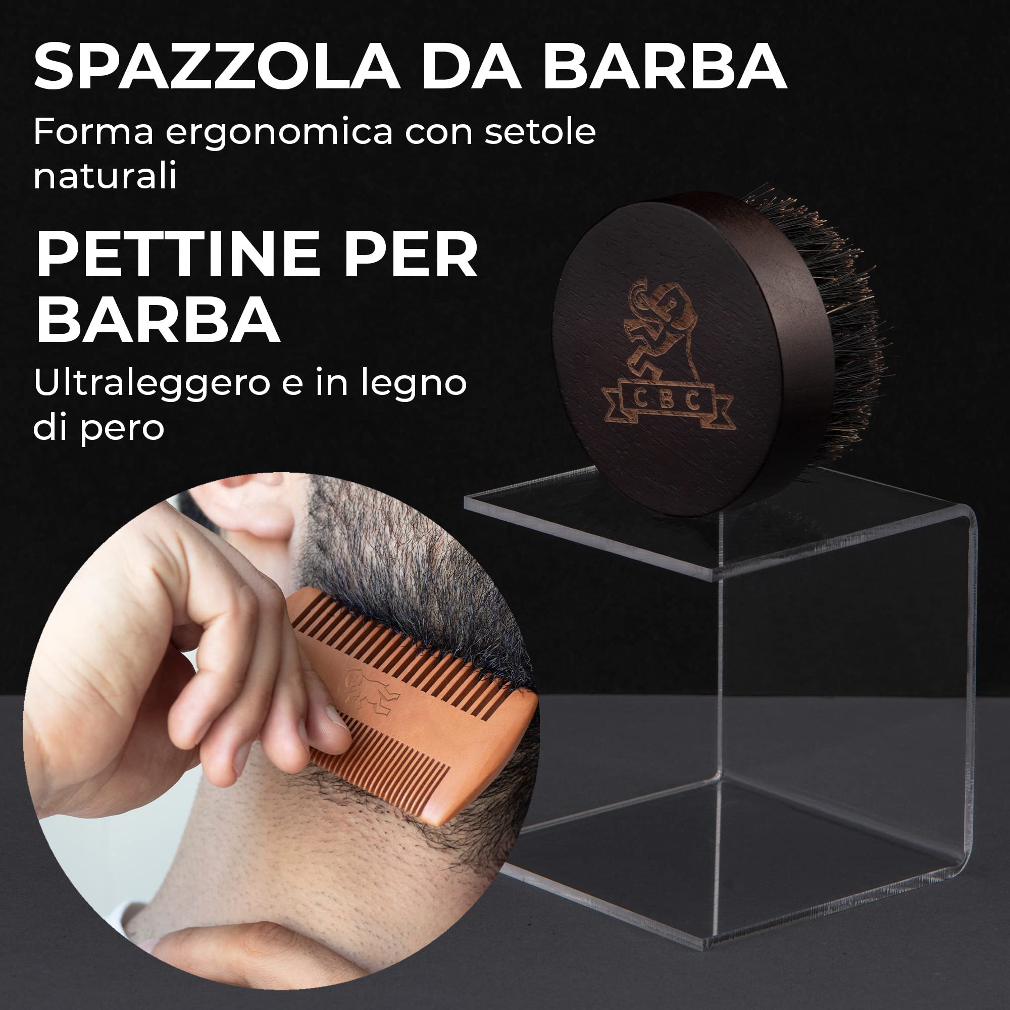 Camden Kit Barba Uomo ● Set Prodotti 100% Naturali per la Cura della Barba ● Olio, Balsamo, Spazzola e Pettine ● Regalo Uomo