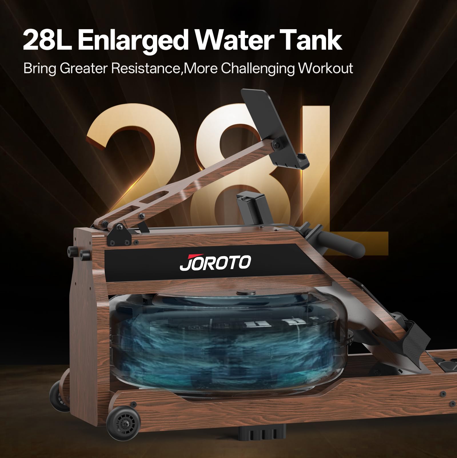 JOROTO Hauswasserruder, Faltrad aus Eichenholz, Traglast 180 kg, mit App und Bluetooth-Monitor, großer Wassertank und bequemer Sitz für den Wasserfahrrad