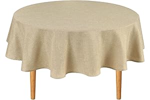 Hiasan Round Linen Tablecloth 60 Inch, Wrinkle and Stain Resistant Washable Polyester...
