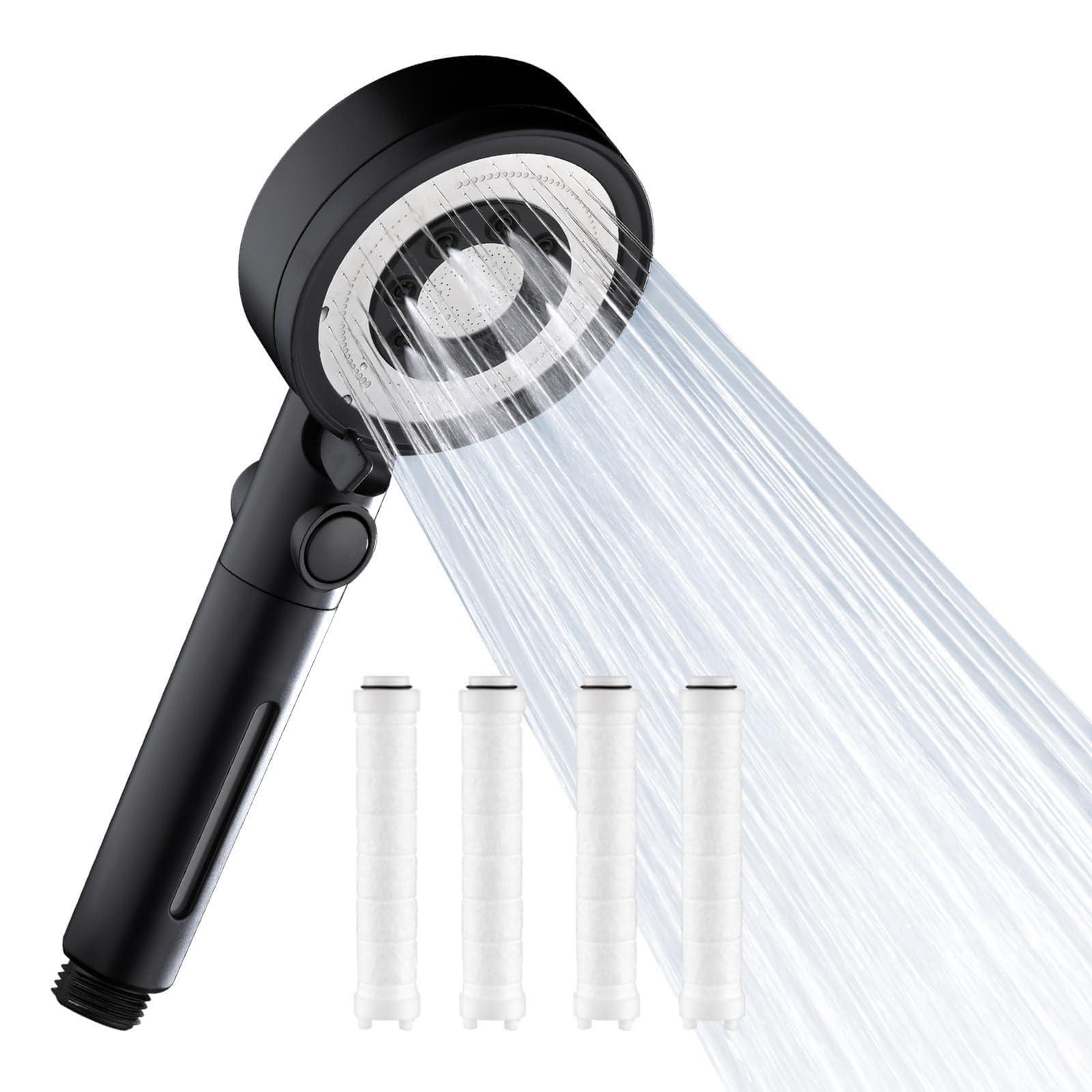 Nafall Hochdruck Duschkopf mit Filter, Shower Head with Filter mit 5 modi, Brausekopf Dusche, Filter Duschkopf, Wassersparend Duschbrause für Schwermetall,Harte Wasser,Rest-Chlor,Bakterien, Chrom