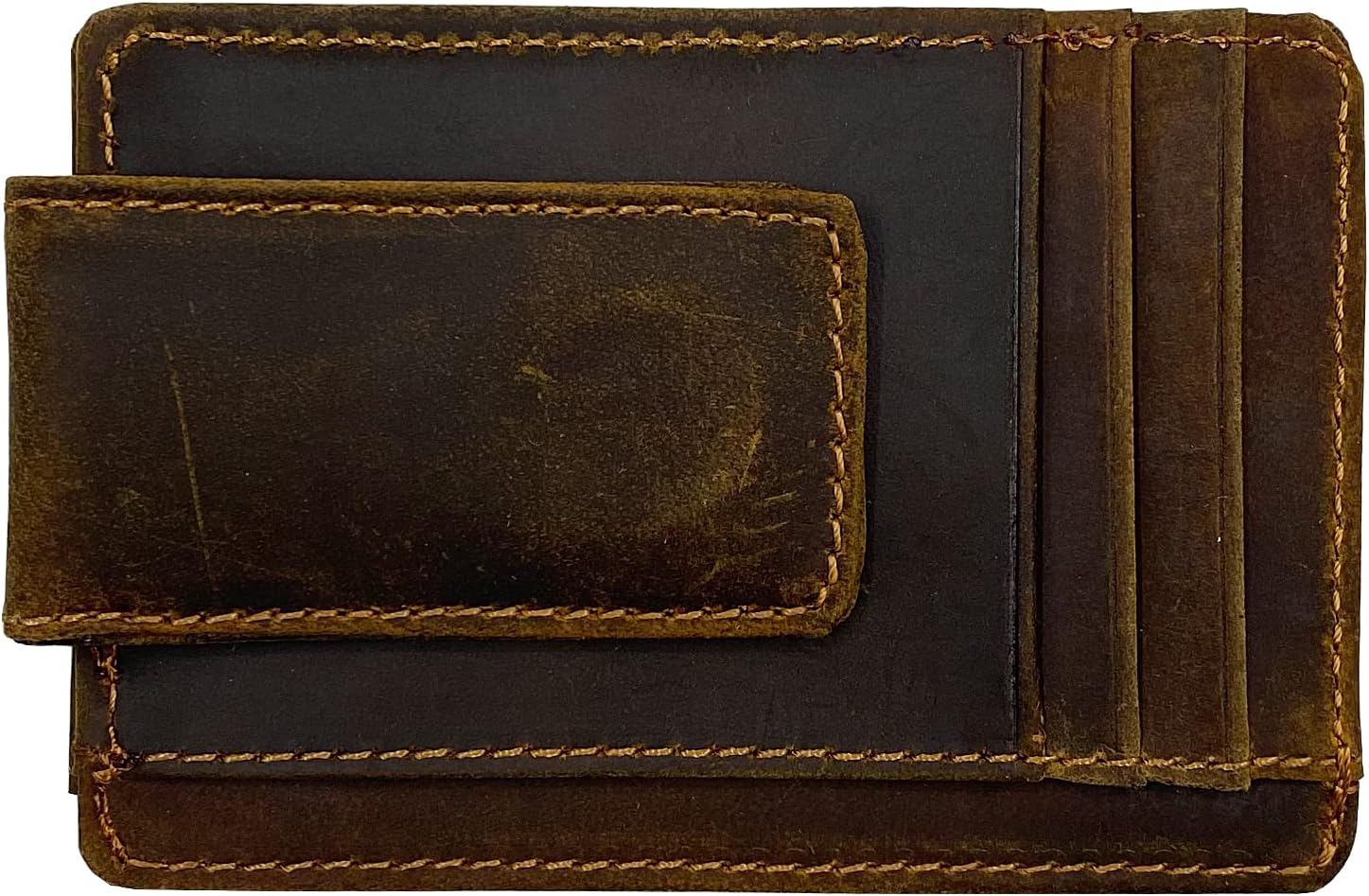 Money Clip RFID Front Pocket Wallet Men Leather Slim Minimalist Wallet