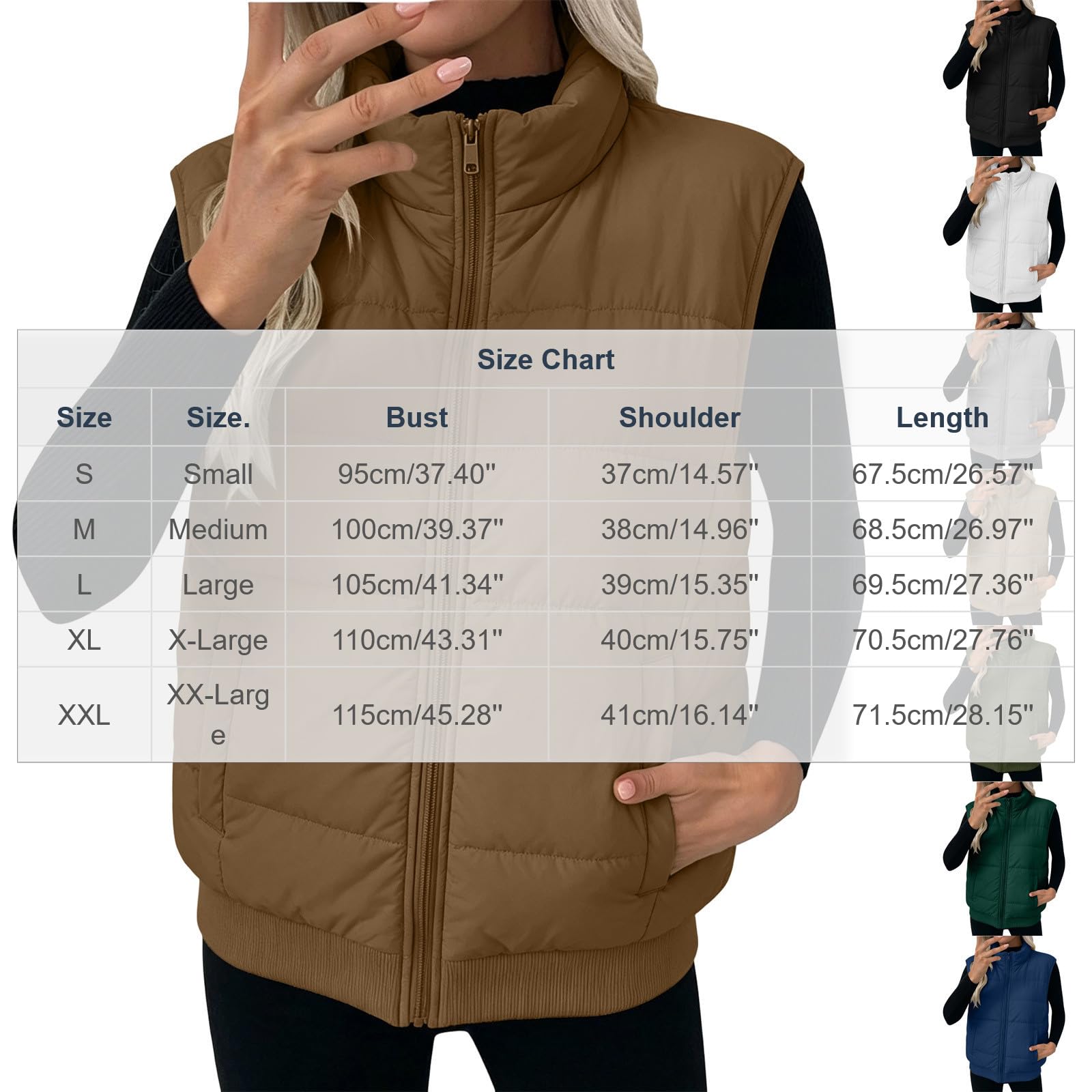 Gilet Femme Capuche Matelassé Zippé Chaud Chic Mode Casual Urbain Chic