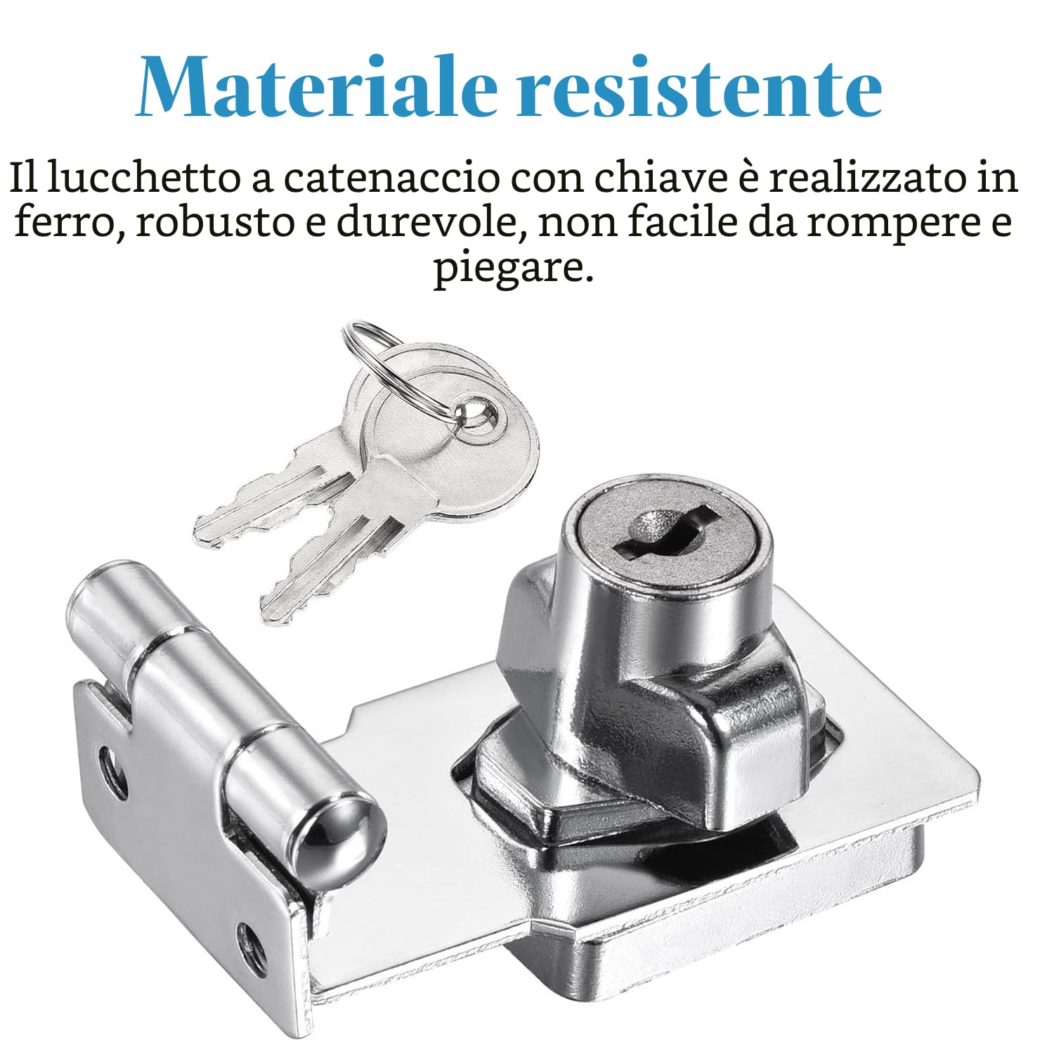 Lucchetto a serratura, chiusura a chiave con diverse chiavi, cassetto armadietto Serratura, Lucchetto Hasp, Chiusure Hasp, chiavistello, serratura per porte (Silver Right Angle 3 Inch)