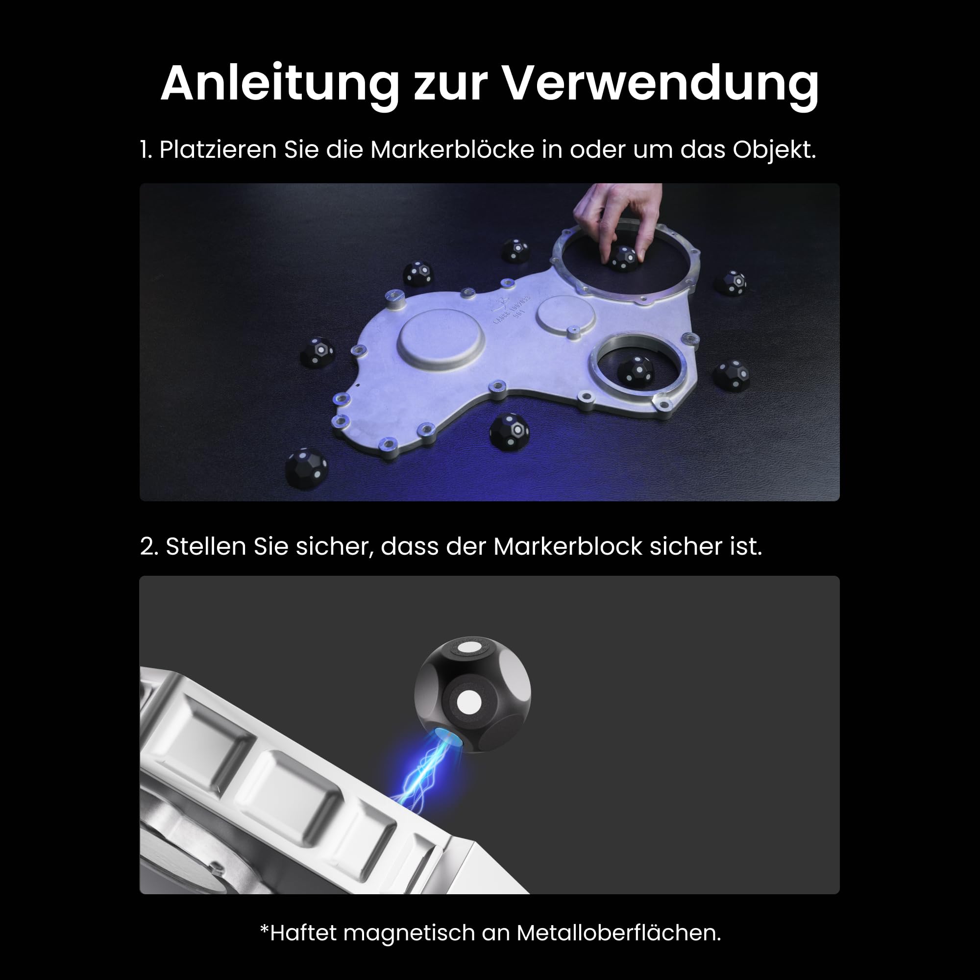 Revopoint 6 Stück 3D Magnetic Dome Marker Kit für 3D Scanning, 3D Scanning Marker für 3D Scanner, 3D Tracking Dots zur Vermeidung von Tracking Verlusten und Verbesserung der Genauigkeit