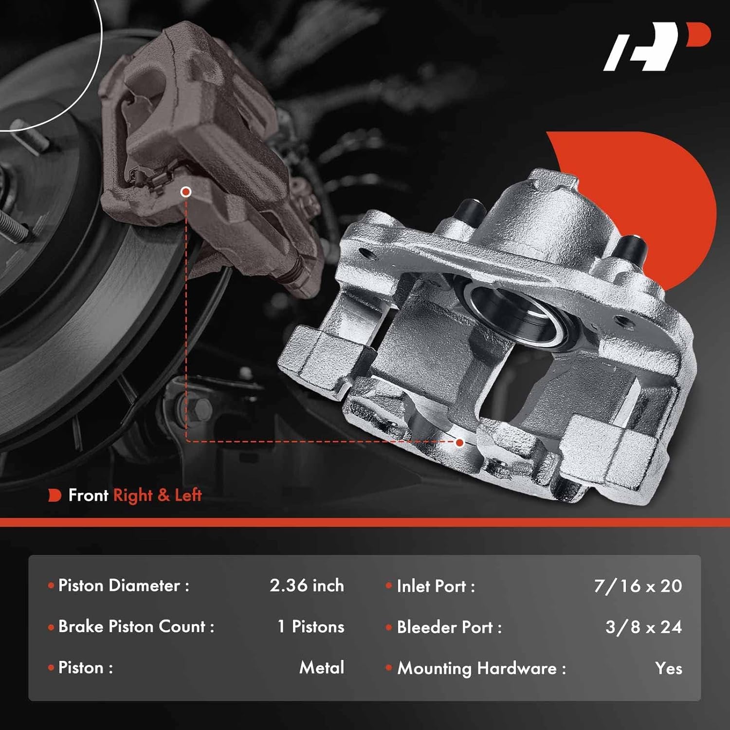 A-Premium Disc Brake Caliper Assembly with Bracket Compatible with Select Chrysler and Dodge Models - Cirrus & Sebring & Stratus, 2001 2002 2003 2004 2005 2006 - Front Driver and Passenger Side