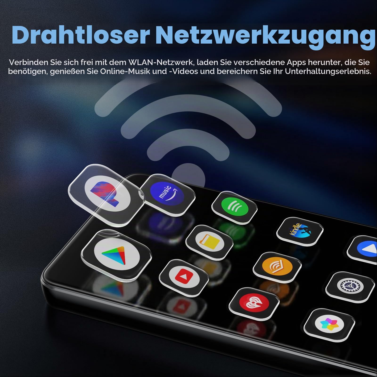 Diofox MP3 Player mit Bluetooth und WiFi, Android 13 OS, 3+32GB Speicher, 4,02-Zoll-Touchscreen MP3 MP4 Player Spotify, Amazon Music, Deezer, Play Store, schwarzer Digitalmusik-Player, bis zu 512GB