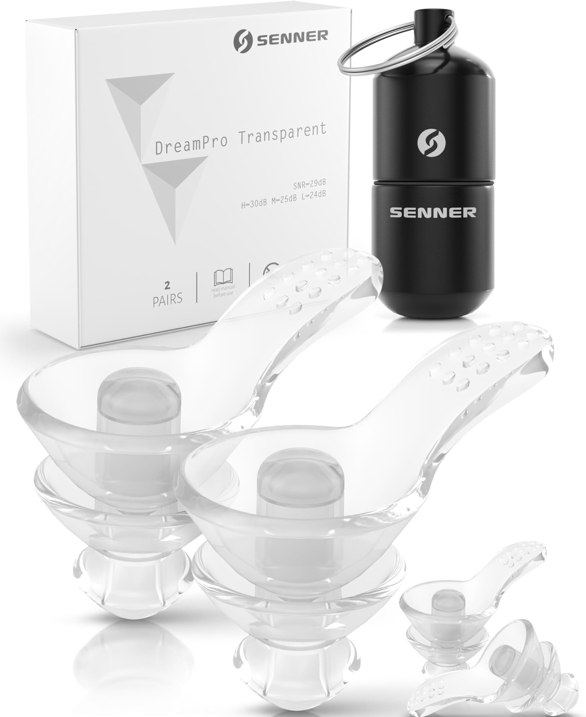 DreamPro - Earplugs for Peaceful Sleep - Ideal Hearing Protection in Noisy Environments and for Side Sleepers - Anti Snore Ear Plugs - Hypoallergenic, Contains 2 Sizes, Aluminum Container