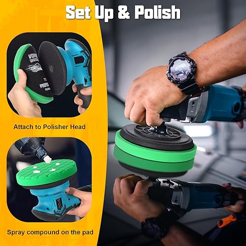 Miniatura 6 de 6 almohadillas de pulido para pulir, almohadillas de pulido de 5.5 pulgadas para pulidor, kit de almohadillas de esponja de pulido de reparación