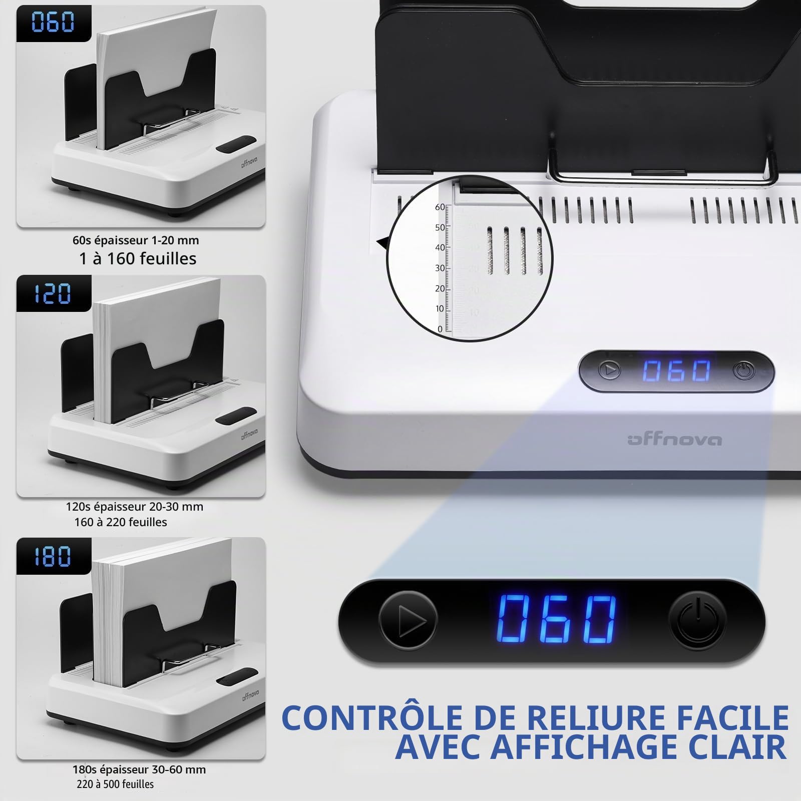 Machine à reliure thermique OFFNOVA 500 feuilles A3/A4/A5 compatible bureau école