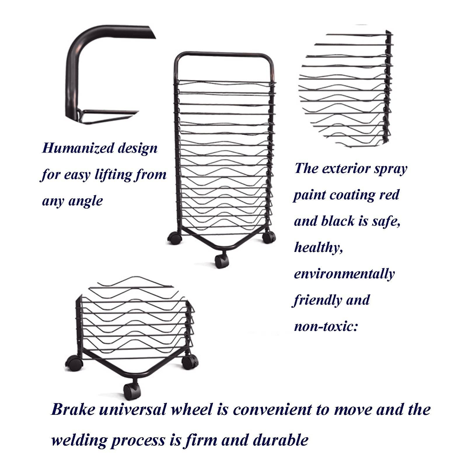 Art Drying Rack, 16-Tier Art Drying Rack with Pulley and Casters