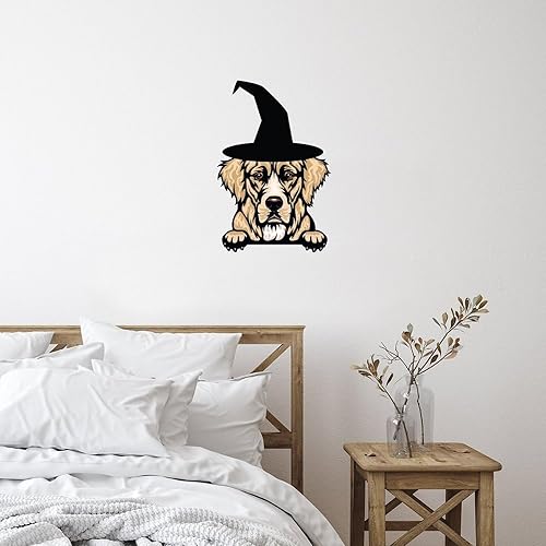 Calcomanías de pared de Halloween Golden Retriever para bricolaje, imágenes de perros de animales coloridos al aire libre, calcomanías de vinilo