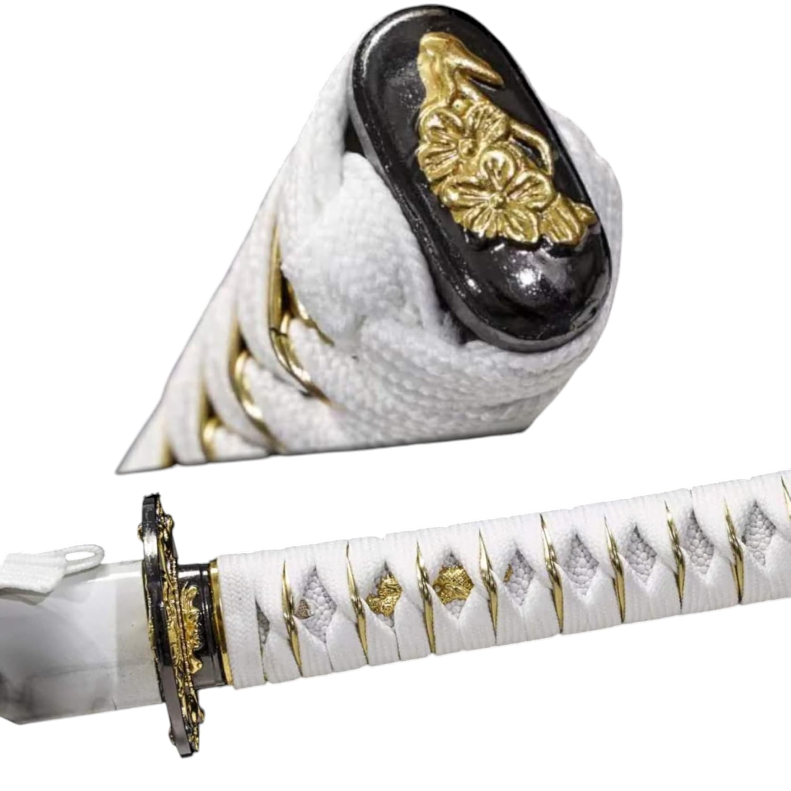 Profi Katana Schwert Echt Scharf Metall aus 1095 Stahl mit Scheide Ständer und Geschenkbox Handgeschmiedete gebeizte Klinge nur für Erwachsene 18 Jahre erforderlich