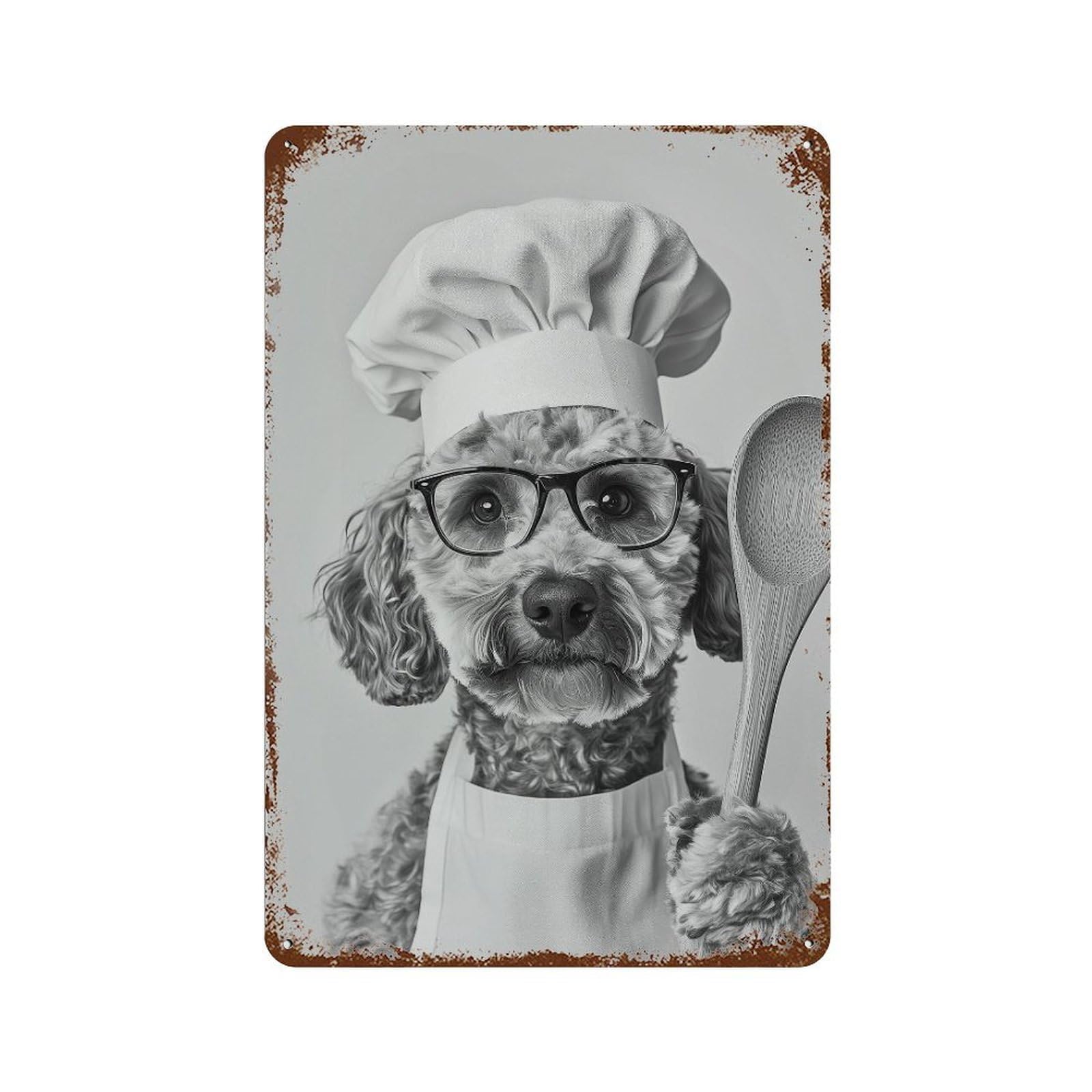 xiaoxiaoshen Labradoodle Chef Print Wall Decor Art Metal Tin Poster Modern Home Decor Art Home Bar Shop Decorations Vintage Sign 30x20cm