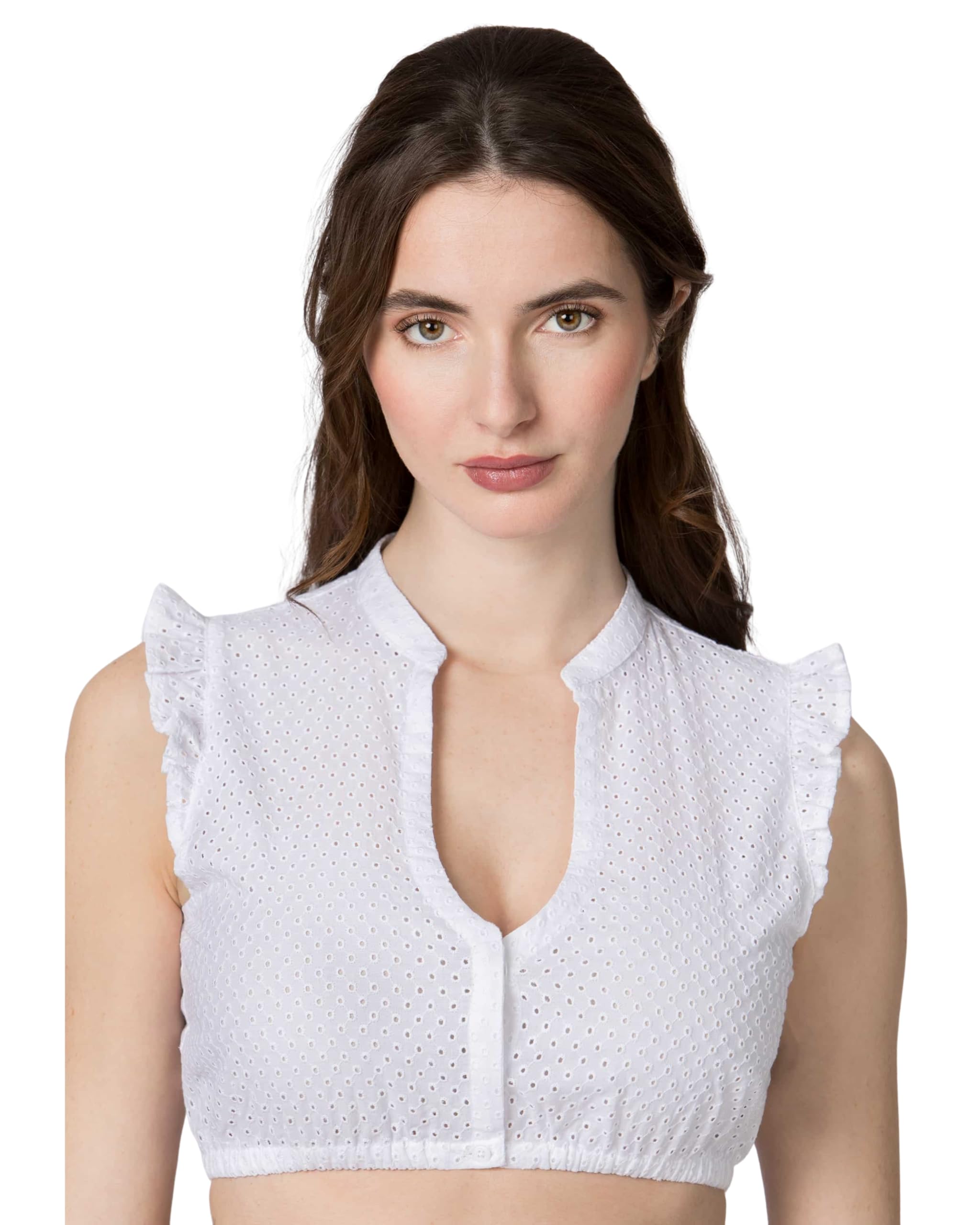 Stockerpoint Dirndlbluse Melania I Größe 30-44 I Damen Bluse in elegantem Design mit V-Ausschnitt & Flügelärmeln I Bequem & pflegeleicht I Perfekt für Trachten & Festlichkeiten