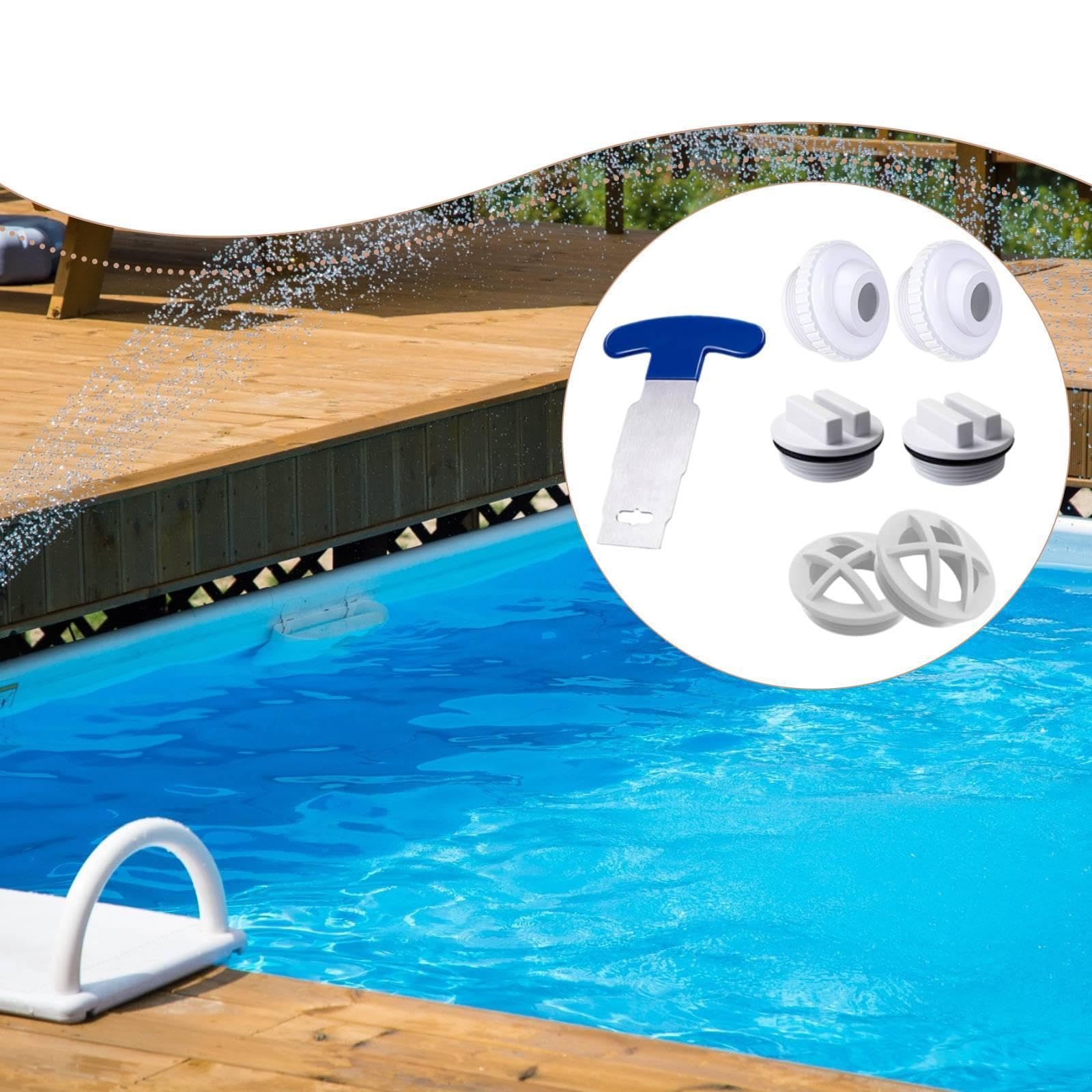 Juego de 7 Boquillas de para Piscina Reemplazables, Portátiles, de Y Prácticas. Herramienta de Desmontaje Incluida.