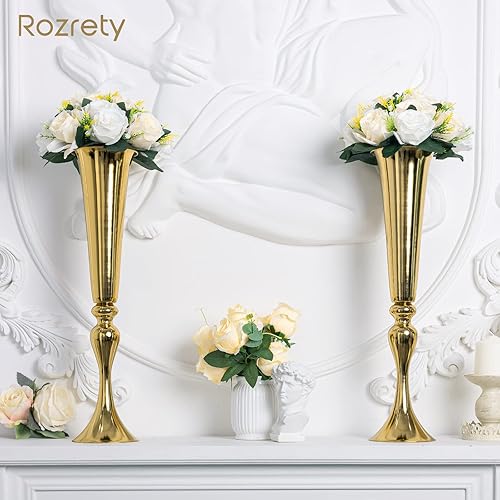 Miniatura 3 de 4 piezas de jarrón dorado para centros de mesa de boda para mesas de 22.5 pulgadas de alto, jarrones dorados para centros de mesa, soporte