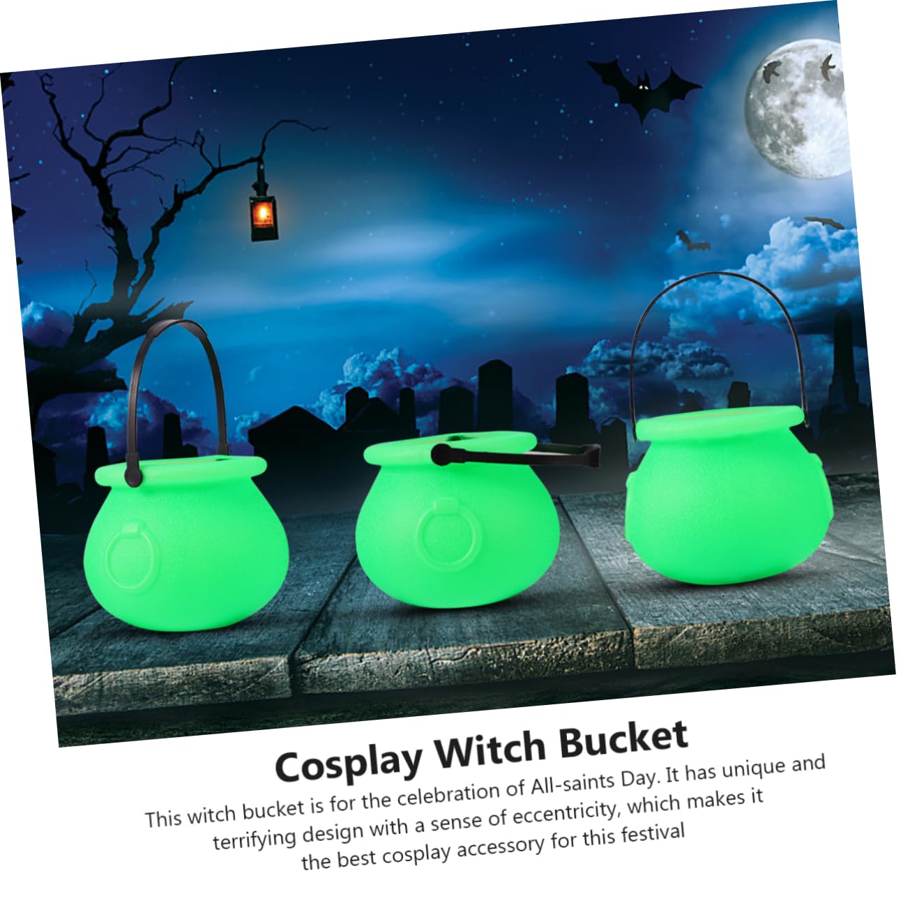 Abaodam 3 Set Secchio Strega Verde Halloween Gioco Di Ruolo Accessorio Cosplay Secchio Materiale 10 Pezzi * 3
