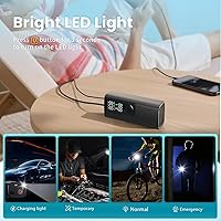 Vista 6 de Inflador de neumáticos, compresor de aire portátil, bomba de aire inalámbrica para neumáticos de automóvil con medidor de presión digital, bomba