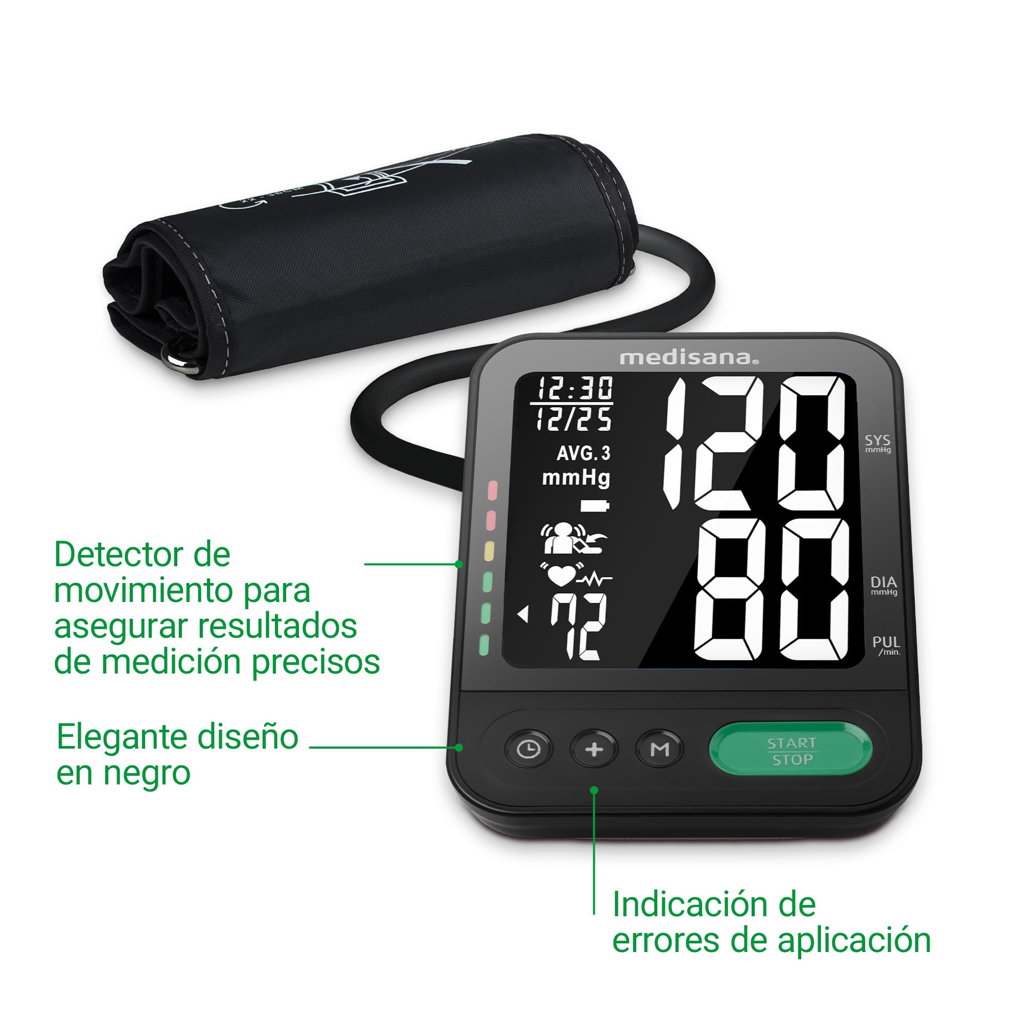 medisana BU 582 Tensiómetro de brazo, medición precisa de la presión arterial y el pulso con función de memoria, escala de semáforo, función de visualización de latidos irregulares