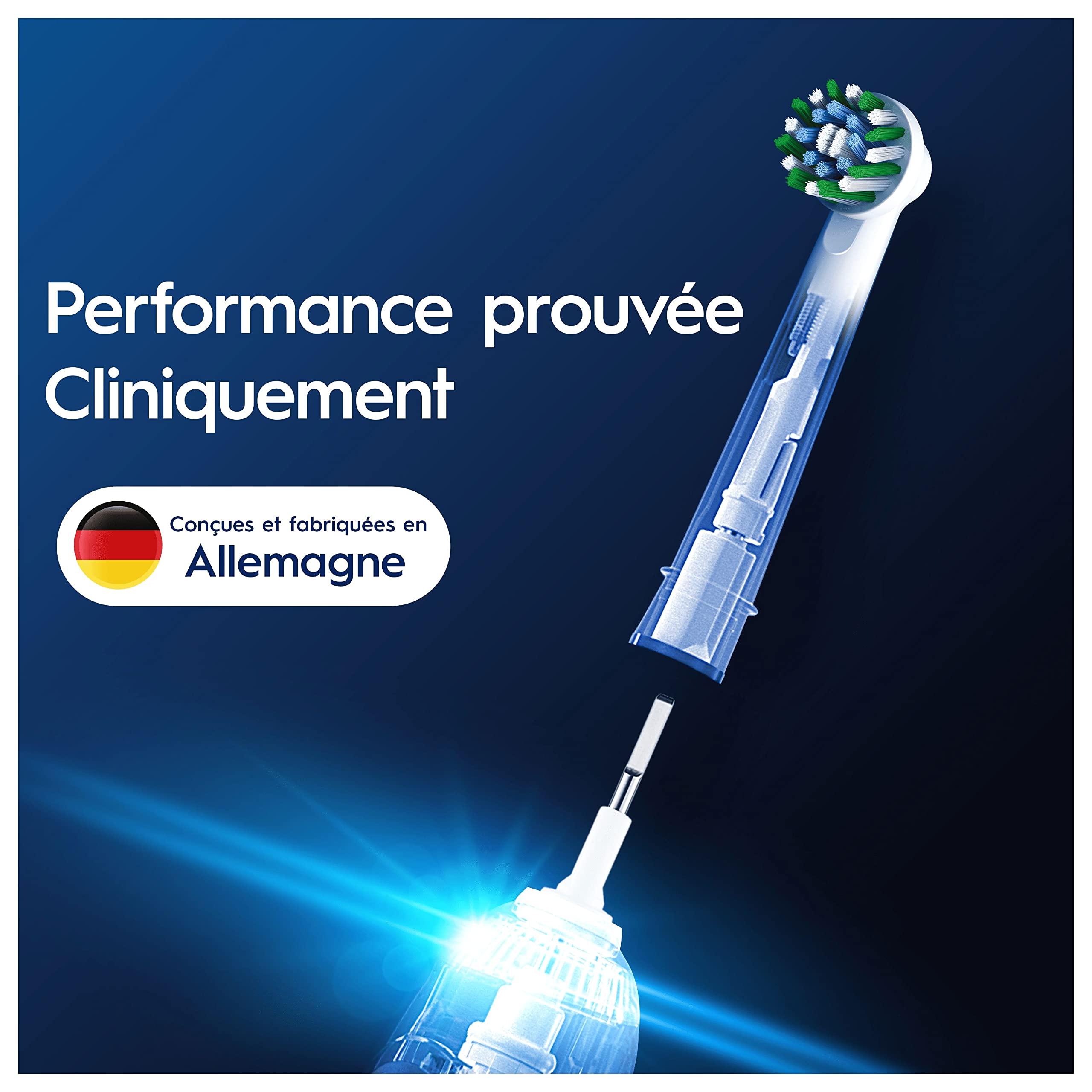 Oral-B Brossettes de Rechange Cross Action, lot de 8, Blanches – Recharges Brosse à Dents Électrique Pro, Filaments pour Eliminer la Plaque Dentaire