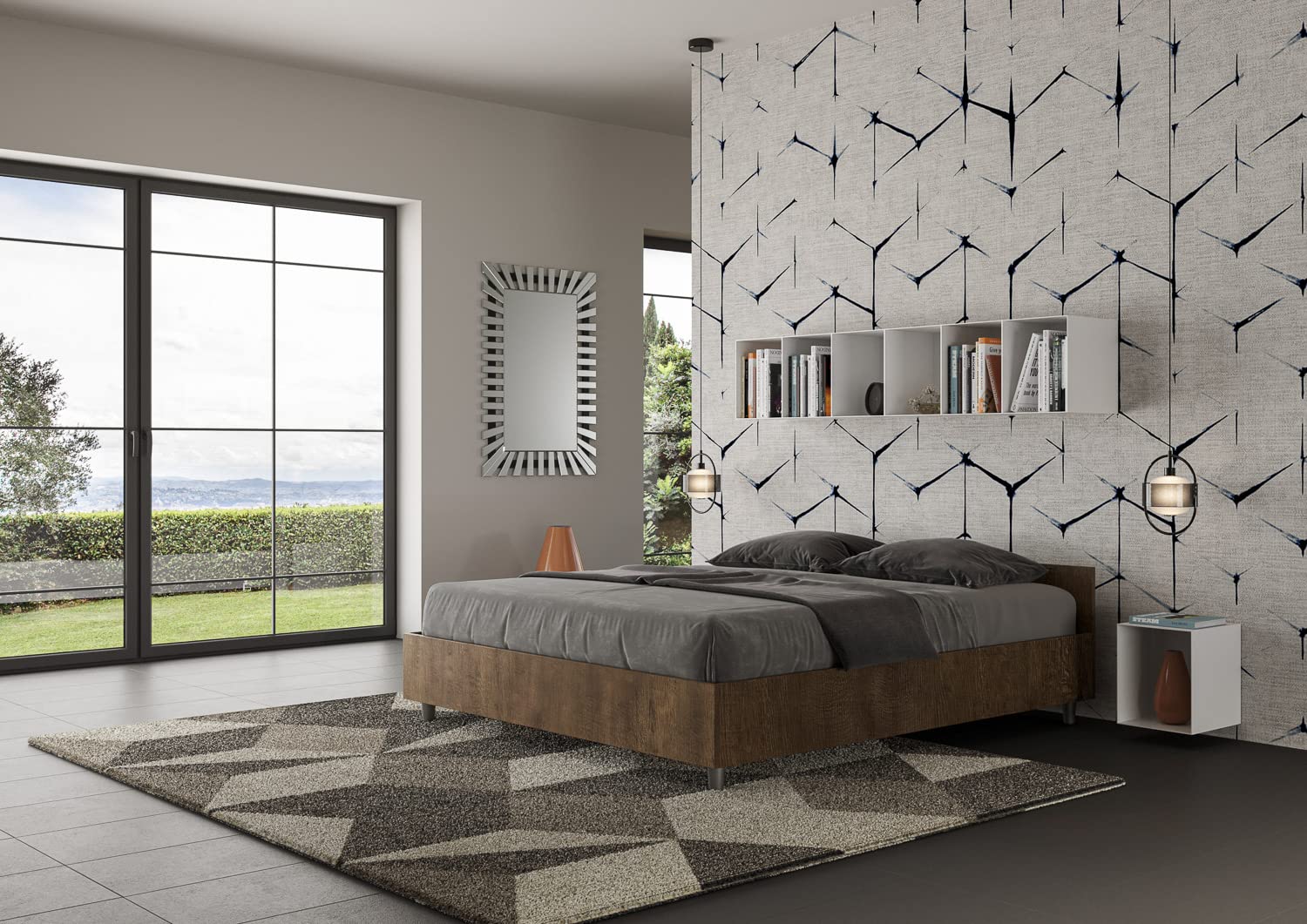 Letto matrimoniale senza rete 160x200 noce