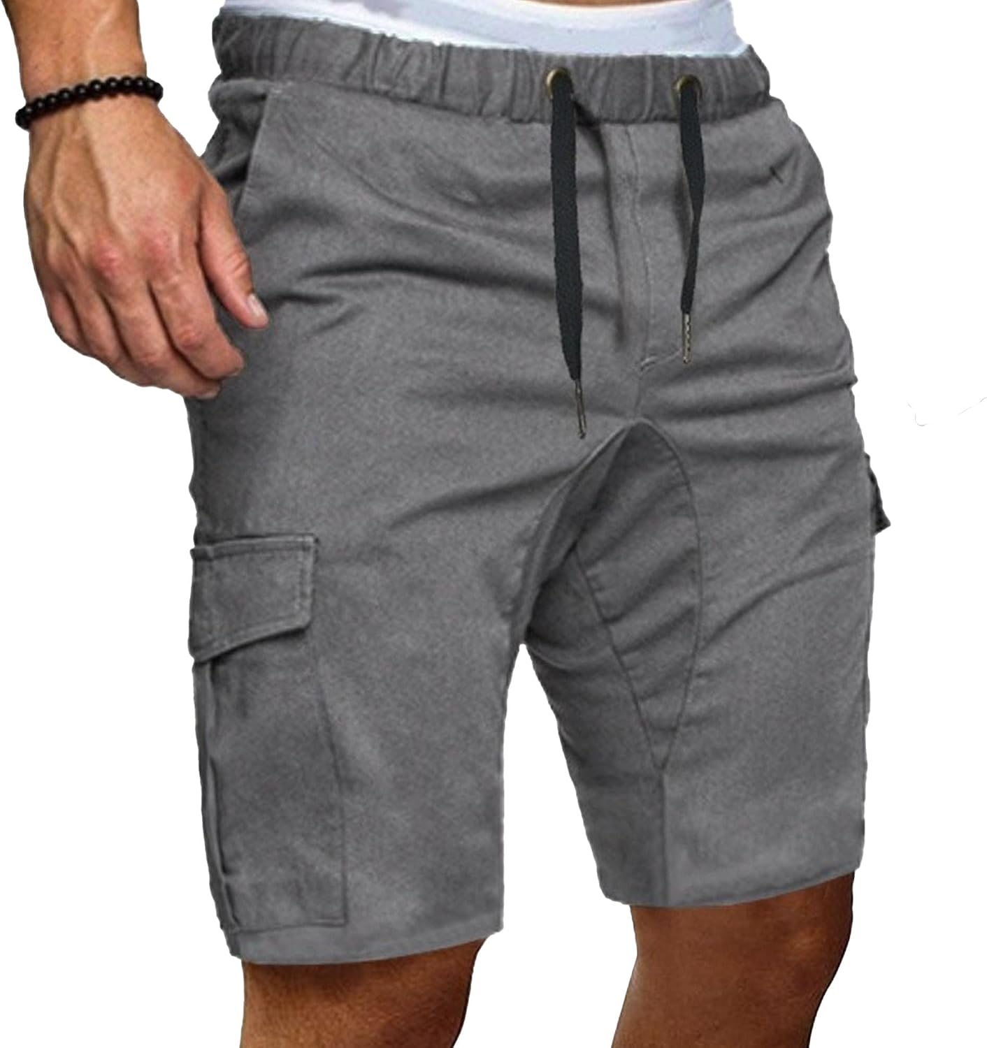 Maiyifu-GJ Men's Cotton Drawstring Cargo Shorts Multi-Pockets Hiking Short Summer Casual Lightweight Athletic Short Pants